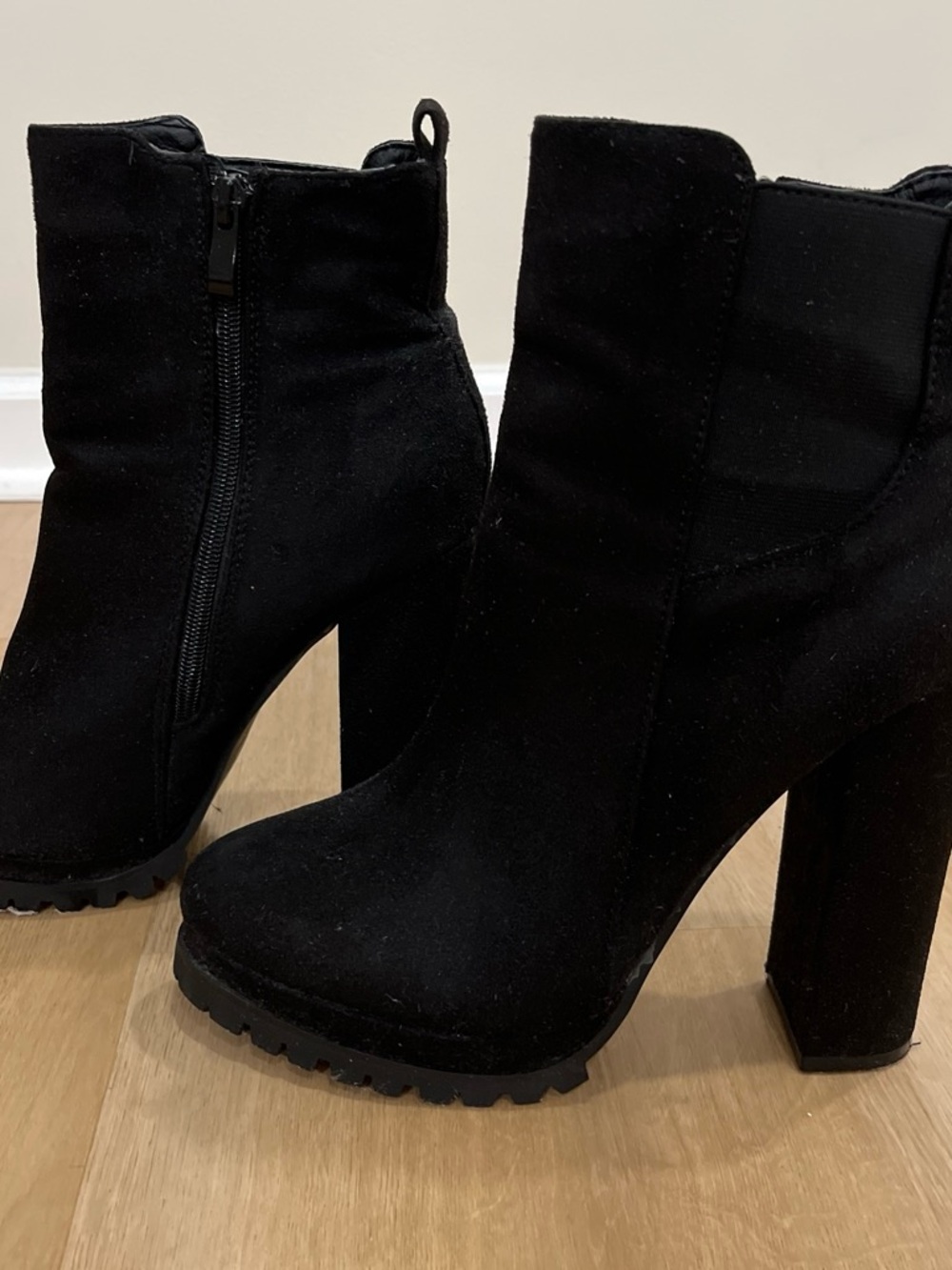 Black Women's High Block Heel Ankle Boots